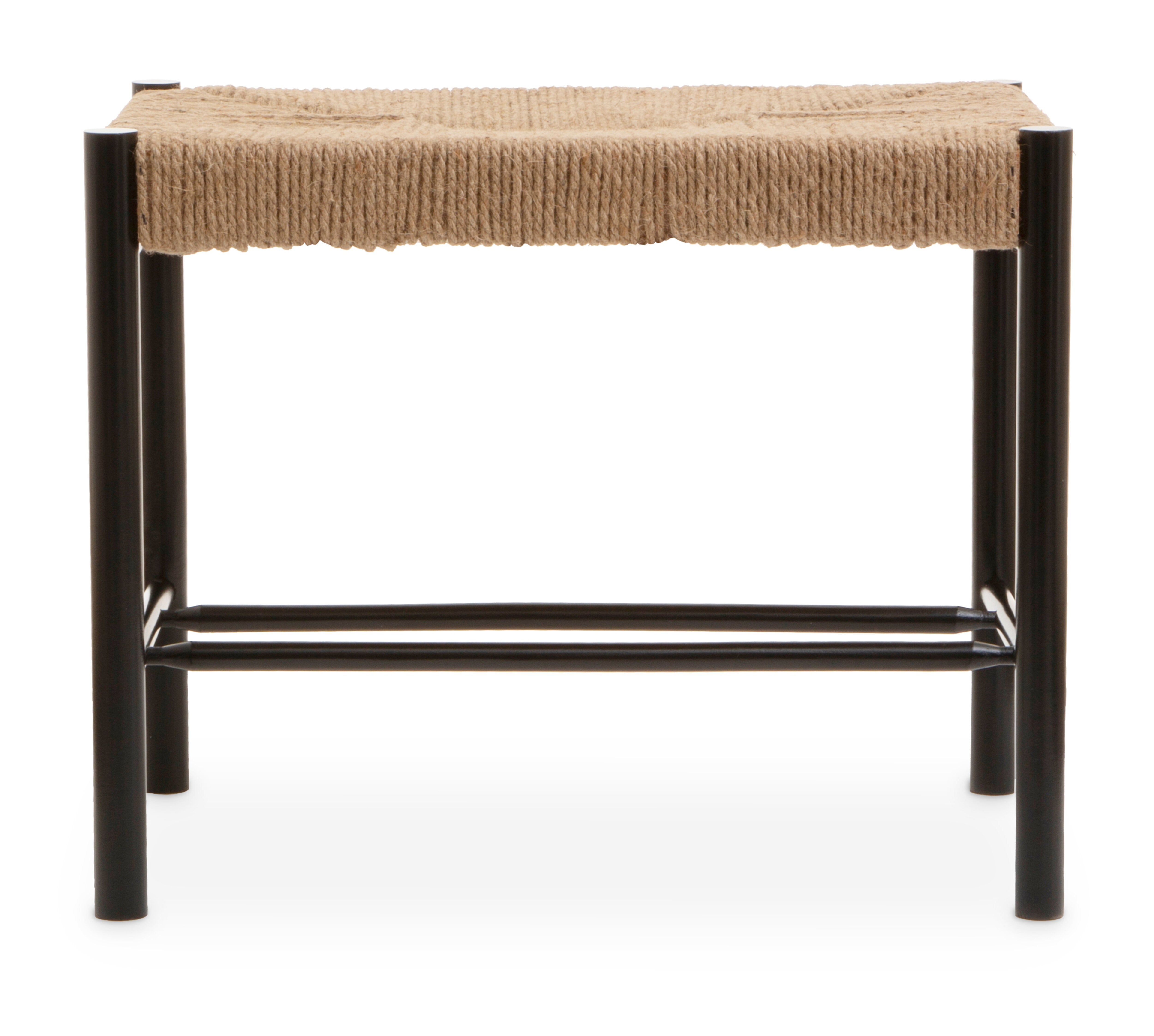 Cleets Black Wood & Woven Rope Bench | Small
